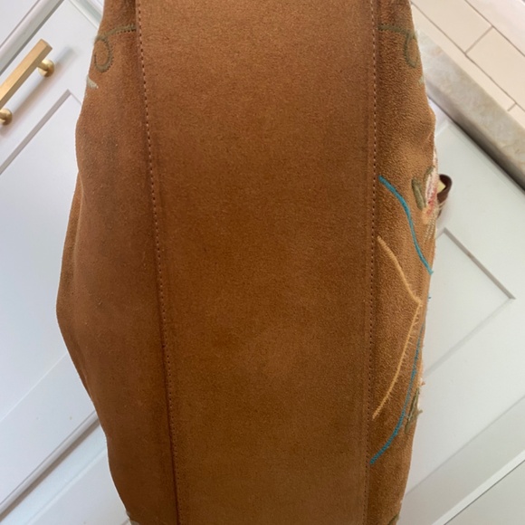 Johnny Was Floral Embroidered Suede Hobo HandBag *EUC - Picture 8 of 9